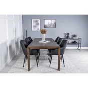 Venture Design Jedilna miza in stol komplet, raztegljiva miza 170x95x75 cm in 2 jedilna stola, črna