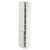 METOD Visoki element s policama/2 vrata, bela/Aspudden svetlosiva, 40x60x220 cm