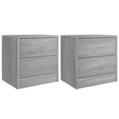 Vidaxl Nočna omarica 2 kosa siva sonoma 40x30x40 cm inženirski les