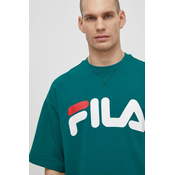 Majica kratkih rukava Fila Lowell za muškarce, boja: zelena, s tiskom, FAM0655