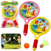 slomart LEAN TOYS Otroške loparji za badminton (živali), rumeno-roza
