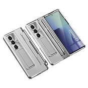 GS Ovitek s stojalom za Samsung Galaxy Z Fold7 5G z zaščito tečajev, steklom in pisalom - srebrn