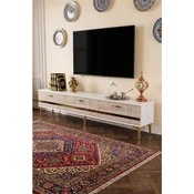 Hanah Home TV komoda Ilay, 180 cm, bela / travertin / zlatna