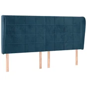 Vidaxl Vzglavje z ušesi temno modra 163x23x118/128 cm žamet