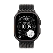 Apple Watch Ultra 3 Cellular 49mm Black Titanium Case with Black Titanium Milanese Loop - Large