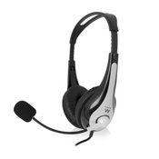 EWENT slušalke z nadzorom glasnosti in mikrofonom EW3562, črne-bele