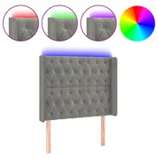 Vidaxl vidaXL Vzglavje postelje z LED svetlo sivo 93x16x118/128 cm žamet