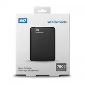 HDD External 750GB WD Elements WDBUZG7500ABK-EESN, USB 3.0, 2.5, black