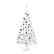 Vidaxl Umetna osvetljena novoletna jelka z bunkicami bela 150 cm PVC