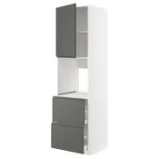 METOD/MAXIMERA Visoka omara za pečico+vr/2lč/2v pr, bela/Voxtorp temno siva, 60x60x220 cm
