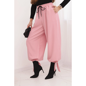 Kesi Włoski Womens wide-leg pants with ties at the bottom light pink