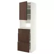 METOD / MAXIMERA Visoki element za ugradb uredaje, bijela/Sinarp smeda, 60x60x220 cm