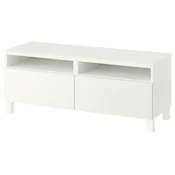 BESTA TV-omarica s predali, bela/Förvaltare bela, 120x42x48 cm