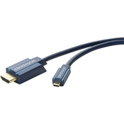 clicktronic HDMI priključni kabel [1x HDMI-vtič  1x HDMI-vtič D Micro] 2 m moder 3840 x 2160 pikslo