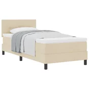 vidaXL Postelja Box Spring z vzmetnico Krem 90x200 cm Tkanina