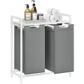 Songmics Košara za perilo 2 snemljivi vreči 73x33x72 cm rjava-črna