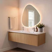 Skye Decor Set kupatilskog ormarica sa umivaonikom i ogledalom, 2 dela, Krem