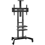 Onkron mobile tv stand for 50-83 tvs with wheels shelves height adjustable rolling tv cart, black ( TS1881-B )