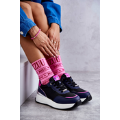 GOE Womens Wedge Trainers Black and Navy Blue