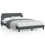 shumee vidaXL Posteljni okvir brez vzmetnice temno siv 140x190 cm žamet