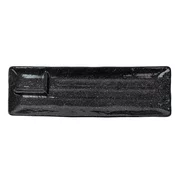 Servirni krožnik CONTOUR 33 x 10,5 cm, visok rob, črna, keramika, MIJ
