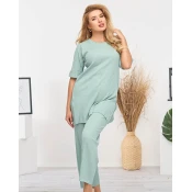 Resti Womens light green striped cotton set - Clothing