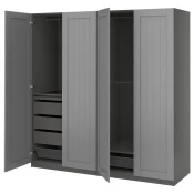 PAX / GULLABERG Kombinacija garderobera, tamnosiva/siva, 200x60x201 cm