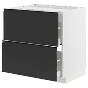 METOD / MAXIMERA Pod.elem.grej.ploca/2front/2fiok, bela/Upplöv boja antracita, mat, 80x60 cm