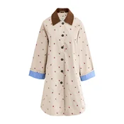 Cath Kidston Prehoden plašč svetlo bež/čokolada/temno zelena/roza