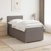 vidaXL Postelja boxspring z vzmetnico Taupe 90 x 200 cm Blago