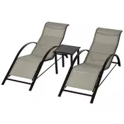 Homestar Set za ležalnik 3-delni 59x169x66 cm siva in črna