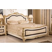 Casa Padrino luxury baroque double bed white/beige/black/gold - Magnificent baroque style bed - Luxury bedroom furniture in baroque style - Baroque bedroom furniture - Baroque furnishings