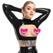 LateX Open Cup Latex Crop Top 2901366 Black XXL