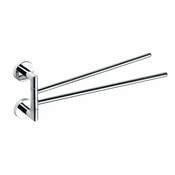 Dvojni vrtljivi drog za brisačo OMEGA, 420 mm, kromast - Kromasta - 450.00 - 144 - Kromirana medenina - Vijaki - Okrogla - Bemeta - OMEGA - 450x195x70 mm - Obešalnik za brisače