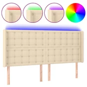 Vidaxl LED posteljno vzglavje krem 183x16x118/128 cm blago