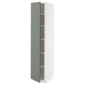 METOD Visoki element s policama, bela/Nickebo mat sivozelena, 40x60x200 cm