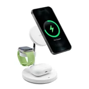 Puro 3-u-1 bežicni punjac sa stalkom za iPhone AirPods USB-A - bijeli