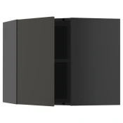 METOD Ugaoni zidni element s policama, Crnosiva/Nickebo boja antracita, mat, 68x60 cm