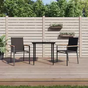 Vrtne stolice 2 kom crne 55 x 61,5 x 90 cm tekstilen i celik