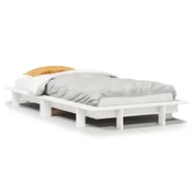 shumee vidaXL Posteljni okvir brez vzmetnice bel 90x200 cm masiven borov les