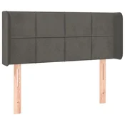 Vidaxl Vzglavje z ušesi temno sivo 103x16x78/88 cm žamet
