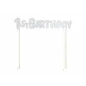 Toper za torto 1st birthday srebrn