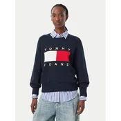 Tommy Jeans Pulover Flag DW0DW23450 Mornarsko modra Regular Fit