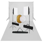 Vidaxl Foto studijski komplet s softboxi, ozadjem in odbojnikom