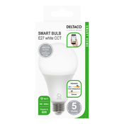 Pametna žarnica DELTACO SMART HOME E27, WiFI, 9W, 2700K-6500K, zatemnitev, bela
