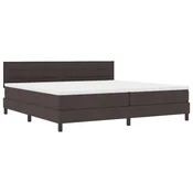Vidaxl Postelja z vzmetnico z vzmetnico Temno rjava 200 x 200 cm blago