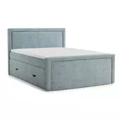 Svetlo modra boxspring postelja s prostorom za shranjevanje 200x200 cm Fresco – Maison de Reve