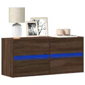Zidni TV ormaric s LED svjetlima smeda boja hrasta 100x31x45 cm
