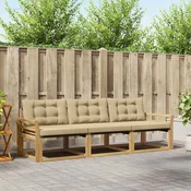 Set vanjskih sofa s jastukom 3 pcs Bijela i bež