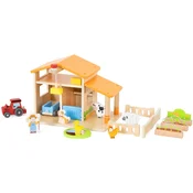Viga Toys VIGA Drewniana Farma Dom Farmera Z Ogródkiem I Traktorem 21 el